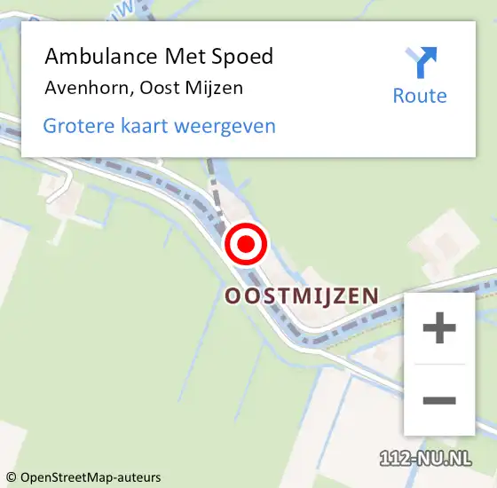 Locatie op kaart van de 112 melding: Ambulance Met Spoed Naar Avenhorn, Oost Mijzen op 7 april 2015 08:55