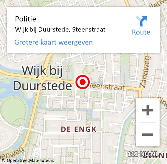 Locatie op kaart van de 112 melding: Politie Wijk bij Duurstede, Steenstraat op 7 april 2015 09:22