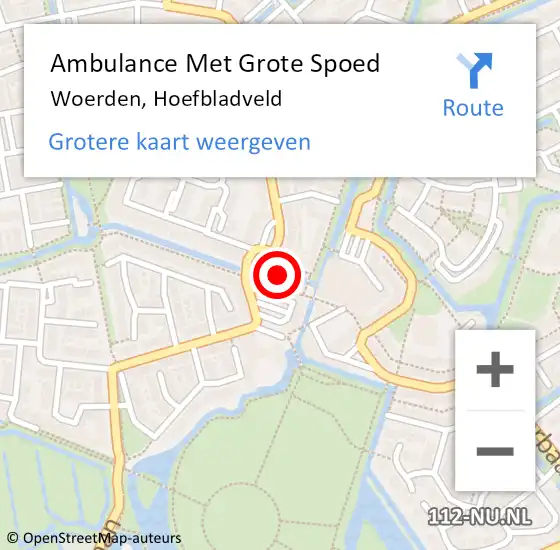 Locatie op kaart van de 112 melding: Ambulance Met Grote Spoed Naar Woerden, Hoefbladveld op 7 april 2015 10:07