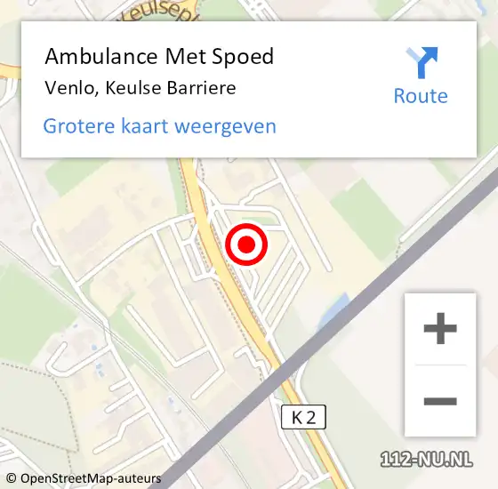 Locatie op kaart van de 112 melding: Ambulance Met Spoed Naar Venlo, Keulse Barriere op 4 november 2013 11:19