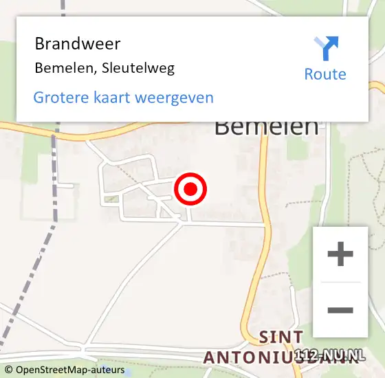 Locatie op kaart van de 112 melding: Brandweer Bemelen, Sleutelweg op 7 april 2015 11:06