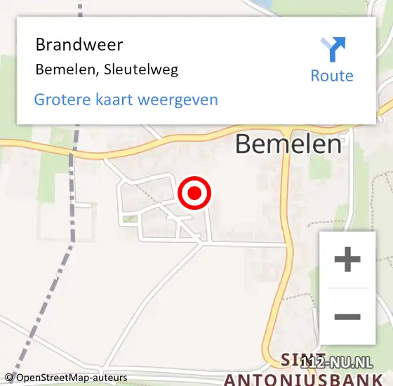 Locatie op kaart van de 112 melding: Brandweer Bemelen, Sleutelweg op 7 april 2015 11:13