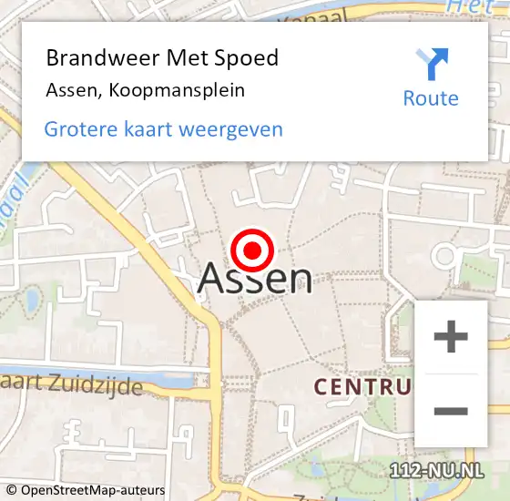 Locatie op kaart van de 112 melding: Brandweer Met Spoed Naar Assen, Koopmansplein op 7 april 2015 13:23