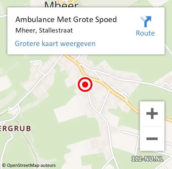 Locatie op kaart van de 112 melding: Ambulance Met Grote Spoed Naar Mheer, Stallestraat op 4 november 2013 11:40