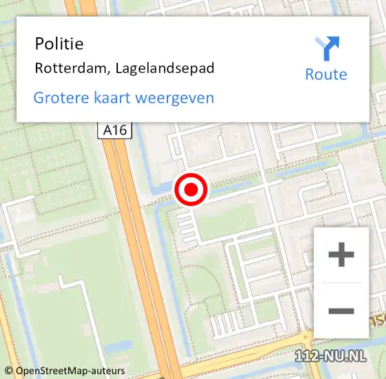Locatie op kaart van de 112 melding: Politie Rotterdam, Lagelandsepad op 7 april 2015 14:03