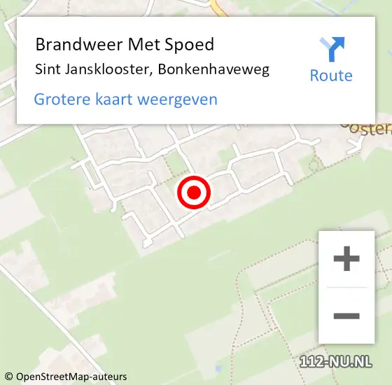 Locatie op kaart van de 112 melding: Brandweer Met Spoed Naar Sint Jansklooster, Bonkenhaveweg op 7 april 2015 14:32