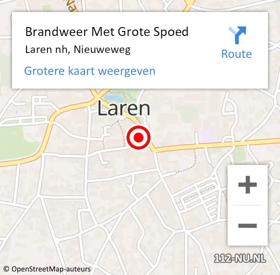 Locatie op kaart van de 112 melding: Brandweer Met Grote Spoed Naar Laren nh, Nieuweweg op 7 april 2015 14:43