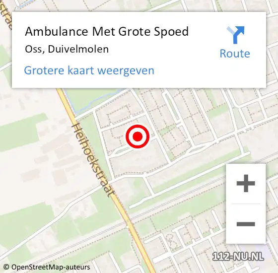 Locatie op kaart van de 112 melding: Ambulance Met Grote Spoed Naar Oss, Duivelmolen op 7 april 2015 14:58
