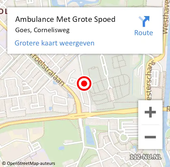 Locatie op kaart van de 112 melding: Ambulance Met Grote Spoed Naar Goes, Cornelisweg op 7 april 2015 15:31