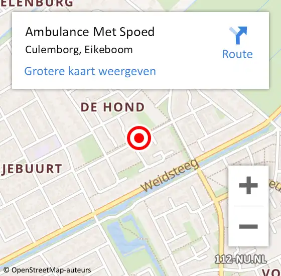 Locatie op kaart van de 112 melding: Ambulance Met Spoed Naar Culemborg, Eikeboom op 7 april 2015 16:45