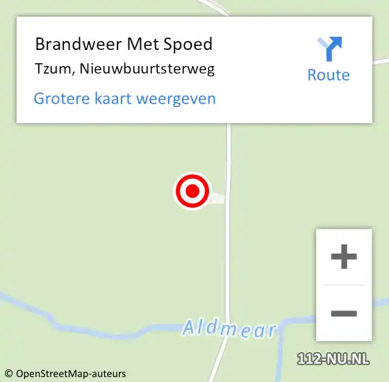 Locatie op kaart van de 112 melding: Brandweer Met Spoed Naar Tzum, Nieuwbuurtsterweg op 7 april 2015 17:53