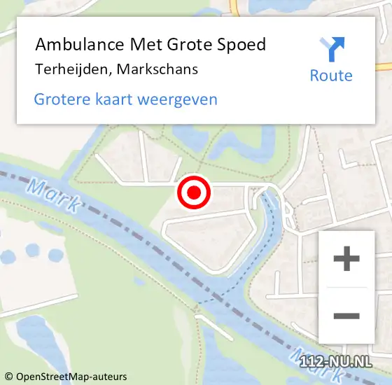 Locatie op kaart van de 112 melding: Ambulance Met Grote Spoed Naar Terheijden, Markschans op 7 april 2015 18:17