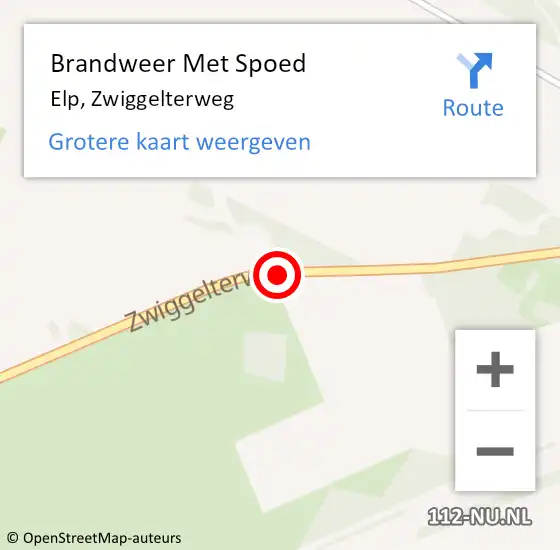 Locatie op kaart van de 112 melding: Brandweer Met Spoed Naar Elp, Zwiggelterweg op 7 april 2015 18:56