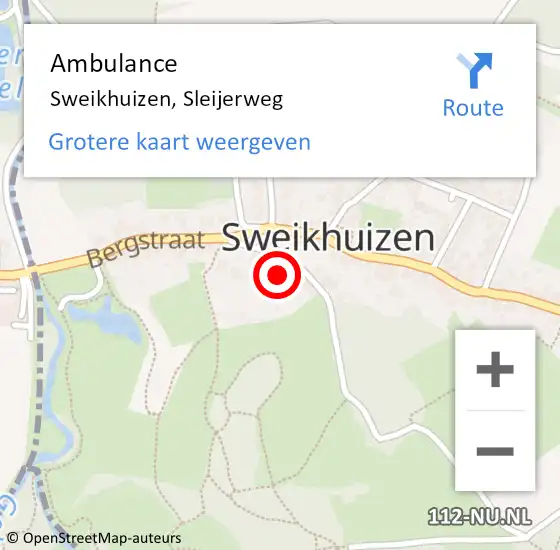 Locatie op kaart van de 112 melding: Ambulance Sweikhuizen, Sleijerweg op 4 november 2013 12:04