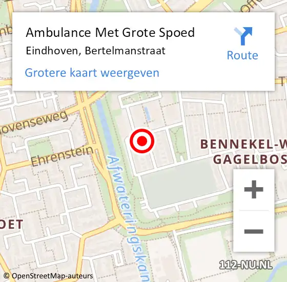 Locatie op kaart van de 112 melding: Ambulance Met Grote Spoed Naar Eindhoven, Bertelmanstraat op 7 april 2015 20:17