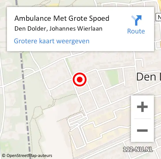 Locatie op kaart van de 112 melding: Ambulance Met Grote Spoed Naar Den Dolder, Johannes Wierlaan op 7 april 2015 21:39