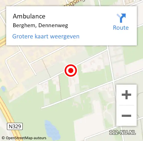 Locatie op kaart van de 112 melding: Ambulance Berghem, Dennenweg op 4 november 2013 12:12