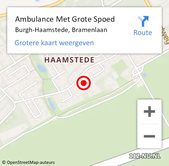 Locatie op kaart van de 112 melding: Ambulance Met Grote Spoed Naar Burgh-Haamstede, Bramenlaan op 7 april 2015 22:41