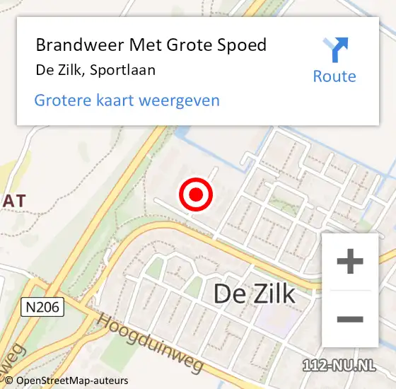 Locatie op kaart van de 112 melding: Brandweer Met Grote Spoed Naar De Zilk, Sportlaan op 7 april 2015 22:57