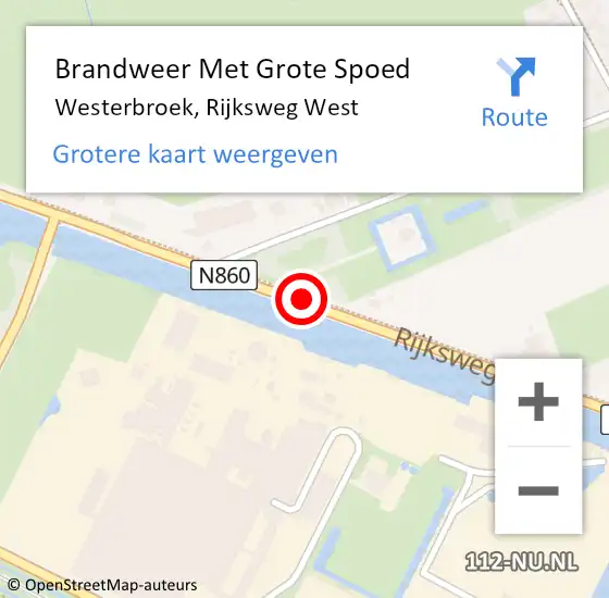 Locatie op kaart van de 112 melding: Brandweer Met Grote Spoed Naar Westerbroek, Rijksweg West op 8 april 2015 00:46