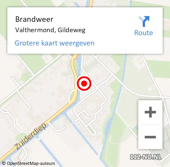 Locatie op kaart van de 112 melding: Brandweer Valthermond, Gildeweg op 8 april 2015 02:07