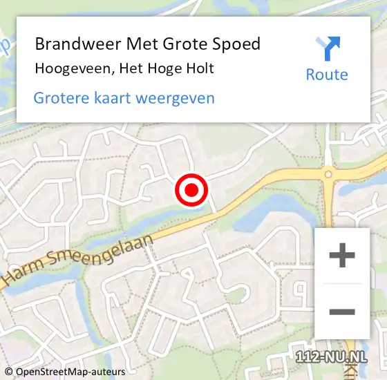 Locatie op kaart van de 112 melding: Brandweer Met Grote Spoed Naar Hoogeveen, Het Hoge Holt op 8 april 2015 02:32