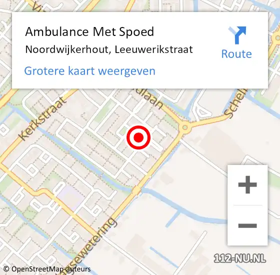 Locatie op kaart van de 112 melding: Ambulance Met Spoed Naar Noordwijkerhout, Leeuwerikstraat op 8 april 2015 02:42