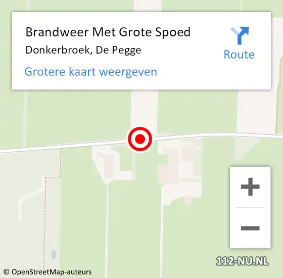 Locatie op kaart van de 112 melding: Brandweer Met Grote Spoed Naar Donkerbroek, De Pegge op 8 april 2015 07:34