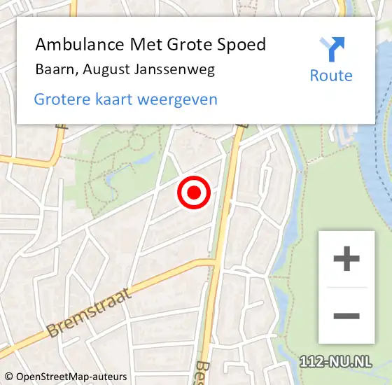 Locatie op kaart van de 112 melding: Ambulance Met Grote Spoed Naar Baarn, August Janssenweg op 8 april 2015 10:06