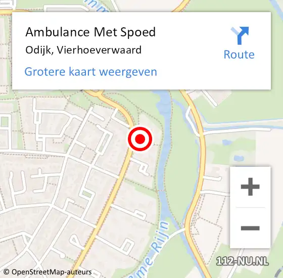 Locatie op kaart van de 112 melding: Ambulance Met Spoed Naar Odijk, Vierhoeverwaard op 8 april 2015 10:37