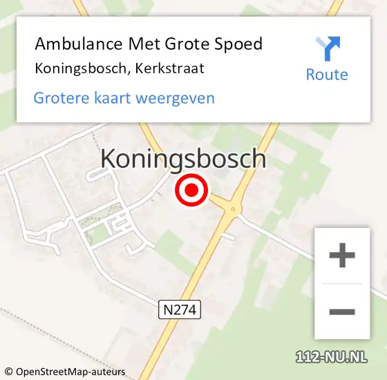 Locatie op kaart van de 112 melding: Ambulance Met Grote Spoed Naar Koningsbosch, Kerkstraat op 4 november 2013 12:43