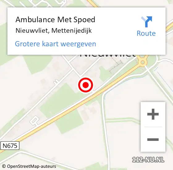 Locatie op kaart van de 112 melding: Ambulance Met Spoed Naar Nieuwvliet, Mettenijedijk op 8 april 2015 11:17