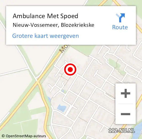 Locatie op kaart van de 112 melding: Ambulance Met Spoed Naar Nieuw-Vossemeer, Blozekriekske op 8 april 2015 11:39