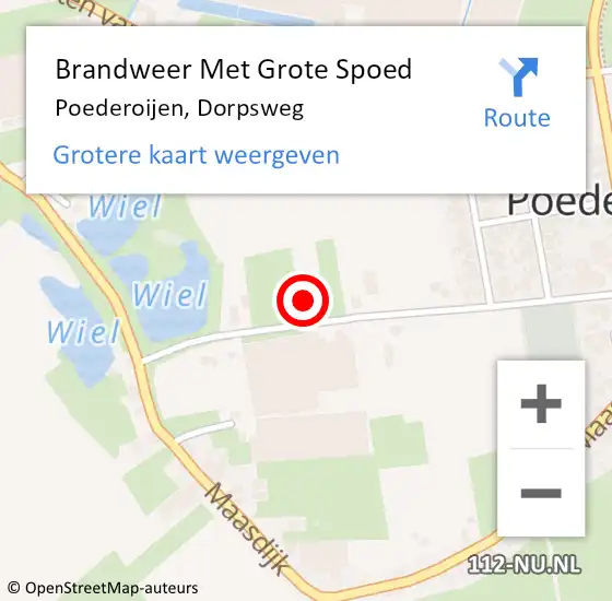 Locatie op kaart van de 112 melding: Brandweer Met Grote Spoed Naar Poederoijen, Dorpsweg op 8 april 2015 12:38