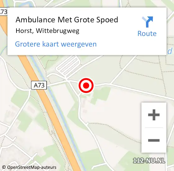 Locatie op kaart van de 112 melding: Ambulance Met Grote Spoed Naar Horst, Wittebrugweg op 8 april 2015 12:48