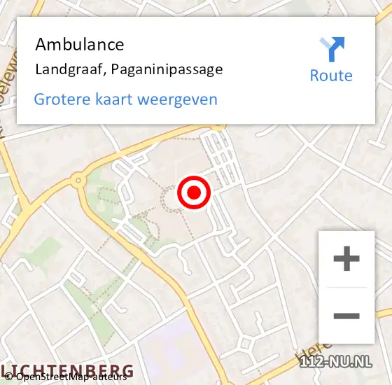 Locatie op kaart van de 112 melding: Ambulance Landgraaf, Paganinipassage op 8 april 2015 14:23