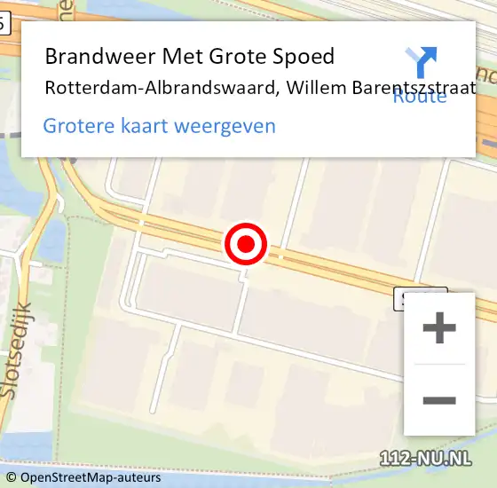 Locatie op kaart van de 112 melding: Brandweer Met Grote Spoed Naar Rotterdam-Albrandswaard, Willem Barentszstraat op 8 april 2015 14:37