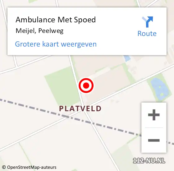 Locatie op kaart van de 112 melding: Ambulance Met Spoed Naar Meijel, Peelweg op 4 november 2013 13:13