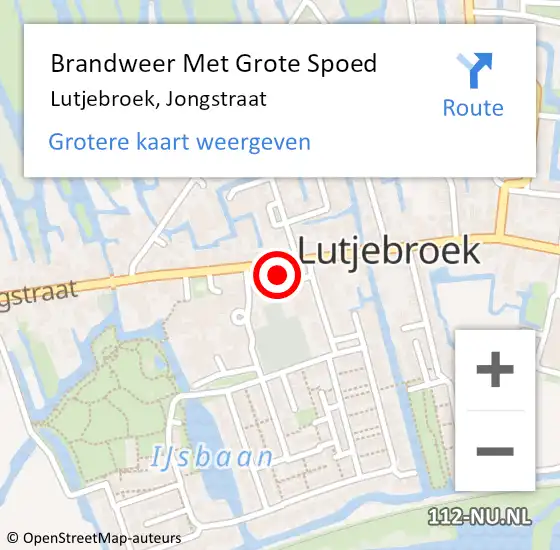 Locatie op kaart van de 112 melding: Brandweer Met Grote Spoed Naar Lutjebroek, Jongstraat op 8 april 2015 15:10