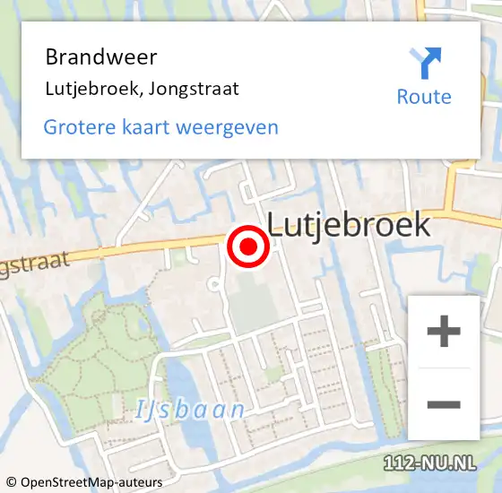 Locatie op kaart van de 112 melding: Brandweer Lutjebroek, Jongstraat op 8 april 2015 15:13