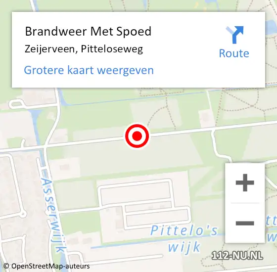 Locatie op kaart van de 112 melding: Brandweer Met Spoed Naar Zeijerveen, Pitteloseweg op 8 april 2015 15:22