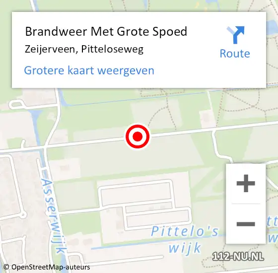 Locatie op kaart van de 112 melding: Brandweer Met Grote Spoed Naar Zeijerveen, Pitteloseweg op 8 april 2015 15:24