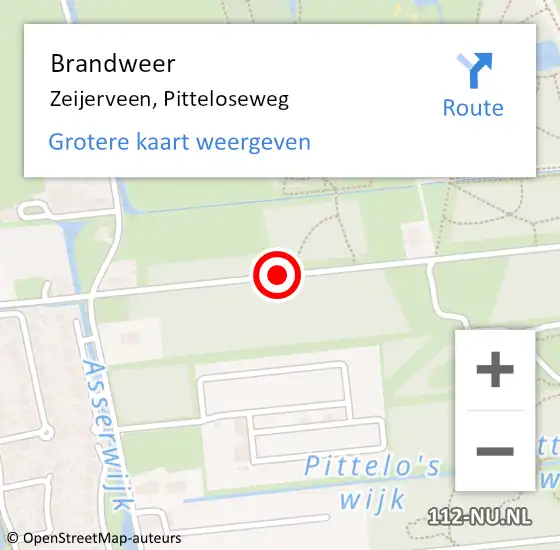 Locatie op kaart van de 112 melding: Brandweer Zeijerveen, Pitteloseweg op 8 april 2015 15:31