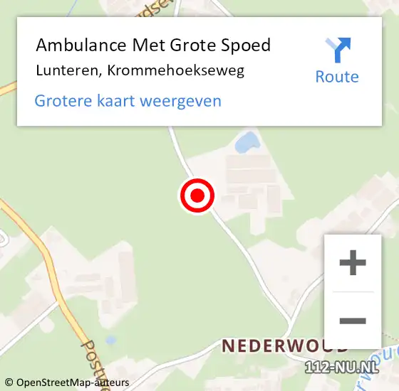 Locatie op kaart van de 112 melding: Ambulance Met Grote Spoed Naar Lunteren, Krommehoekseweg op 8 april 2015 15:40