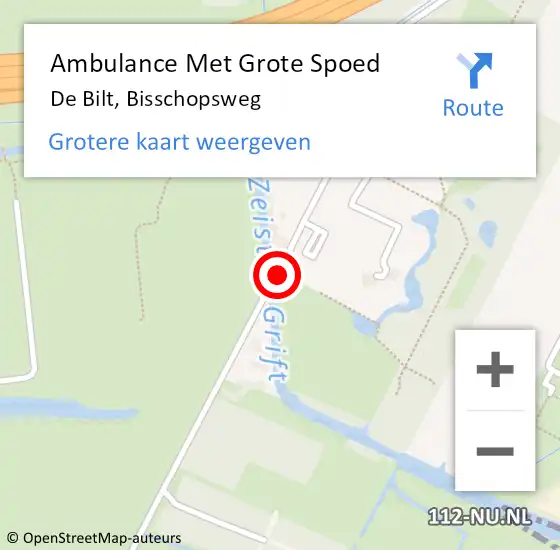 Locatie op kaart van de 112 melding: Ambulance Met Grote Spoed Naar De Bilt, Bisschopsweg op 8 april 2015 16:33