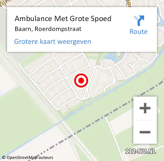 Locatie op kaart van de 112 melding: Ambulance Met Grote Spoed Naar Baarn, Roerdompstraat op 8 april 2015 16:41