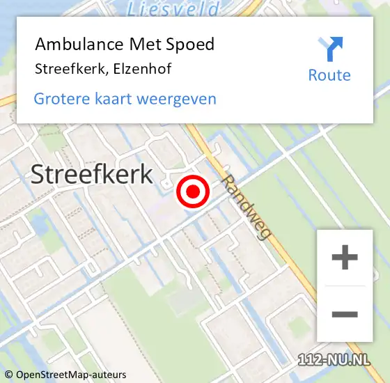 Locatie op kaart van de 112 melding: Ambulance Met Spoed Naar Streefkerk, Elzenhof op 8 april 2015 17:18