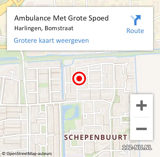 Locatie op kaart van de 112 melding: Ambulance Met Grote Spoed Naar Harlingen, Bomstraat op 8 april 2015 18:02