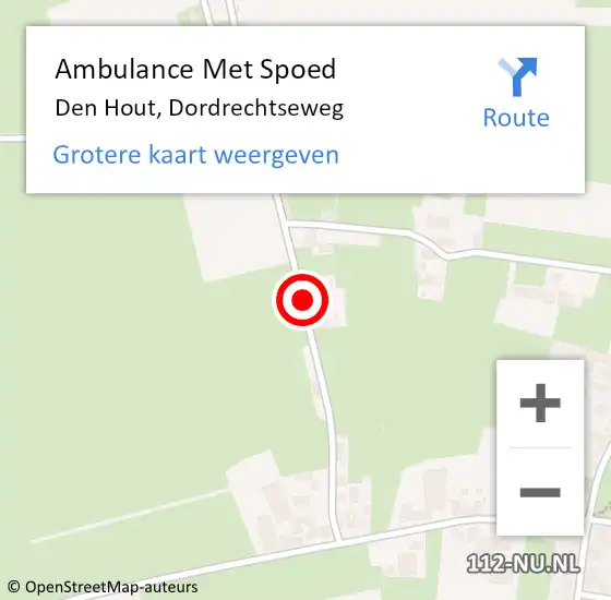 Locatie op kaart van de 112 melding: Ambulance Met Spoed Naar Den Hout, Dordrechtseweg op 8 april 2015 18:27