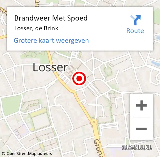 Locatie op kaart van de 112 melding: Brandweer Met Spoed Naar Losser, de Brink op 8 april 2015 18:33